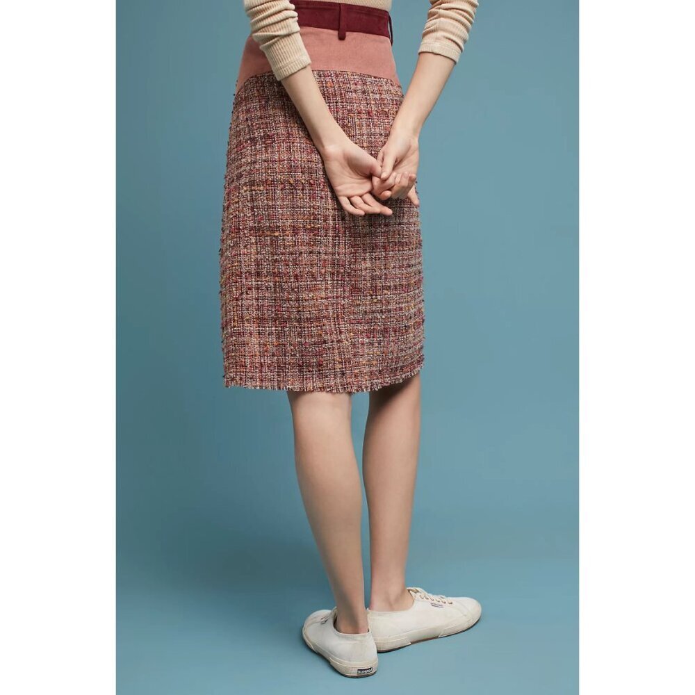 NWT Anthropologie Harlyn Tweed Buttoned Chic Business Casual Pencil Skirt S - Picture 10 of 11